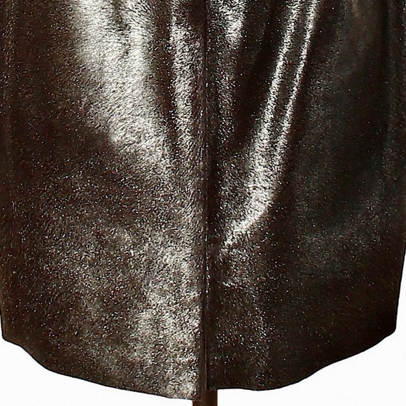 Elie Tahari Mocha Metal Bennet Calf Hair Skirt - 6 - Picture 7 of 14